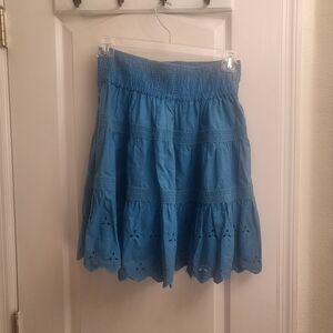 GAP Blue A-Line Skirt with‎ Eyelet Detail
